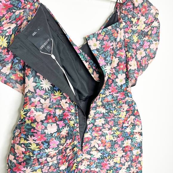 C/Meo Collective Womens Pencil Dress Floral V Neck Puff Ruched Multicolor XL - Picture 6 of 9